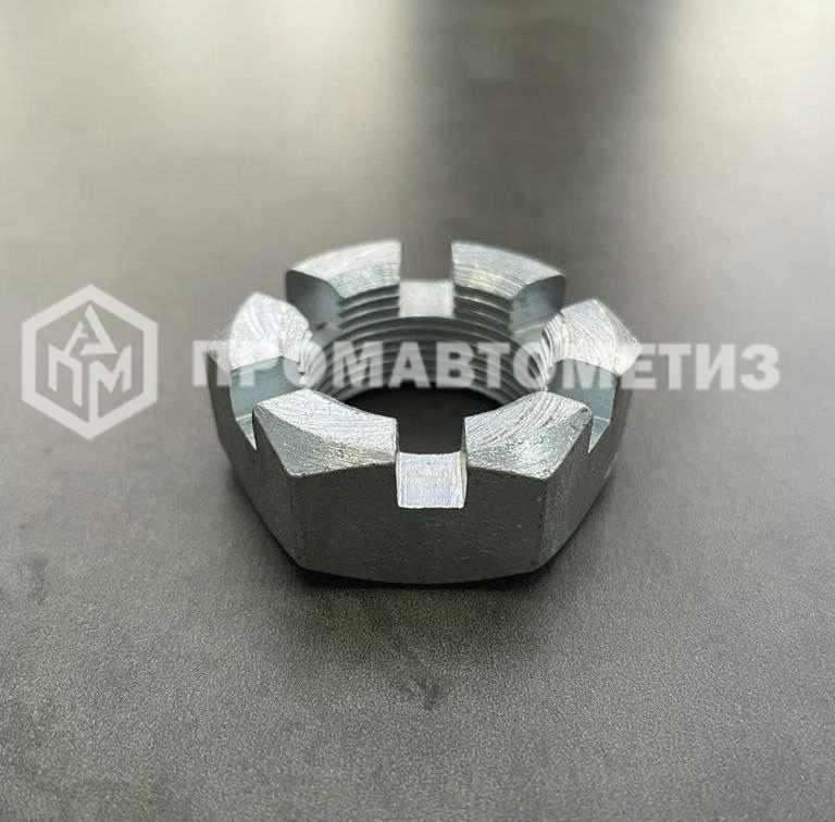 Гайка корончатая, прорезная низкая М24х2 ГОСТ 5919-73, покрытие цинк