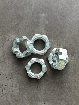 Гайка корончатая, прорезная низкая М27 ГОСТ 5919-73, класс прочности 8, покрытие цинк