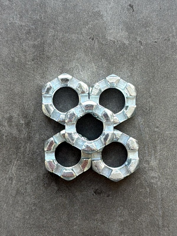 Гайка корончатая, прорезная низкая М12х1,25 ГОСТ 5919-73, класс прочности 8, покрытие цинк